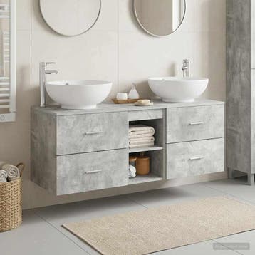 vidaXL Badkamermeubelset 3 st Betongrijs 49,5 x 44,5 x 65 cm, Verzenden, Nieuw