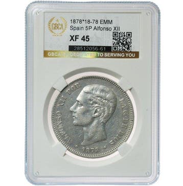 Spanje. Alfonso XII. 5 Pesetas Madrid, 1878*18-78. GBCA - XF