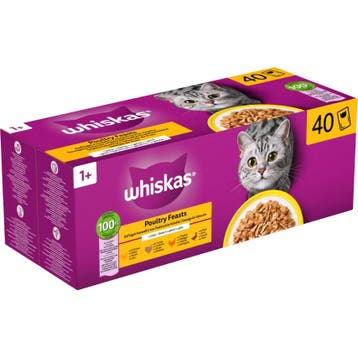 Whiskas 1+ Natvoer - Gevogelte Selectie in Gelei, Verzenden, Nieuw