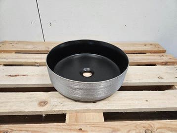 Waskom Sanitop Duo-Color Rond 36 x 12 cm Mat Black Silver, Ophalen of Verzenden, Nieuw, Bad