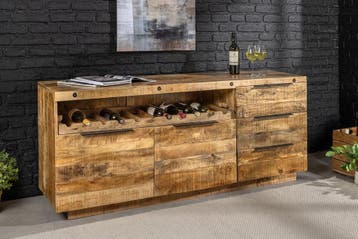 Massief dressoir IRON CRAFT 175 cm naturel mangohout met, Ophalen of Verzenden, Nieuw