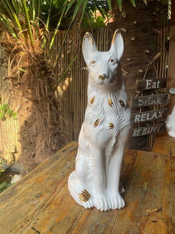 Beeld, Herdershond Hollywood Regency Style - 47 cm -