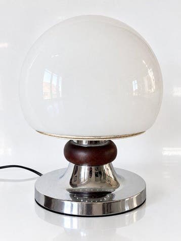 Italian Space Age Mushroom Table Lamp – Opaline Glass,