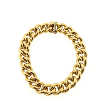 Massief gouden gourmetschakel armband | 22 cm, Ophalen of Verzenden, Gebruikt, Goud, Goud