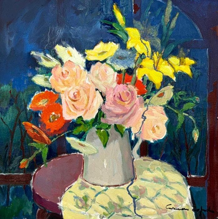 Carmen Espel Vives (1926-2017) - Bodegón floral, Antiek en Kunst, Kunst | Schilderijen | Klassiek
