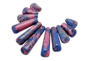 11 x Synt. Turquoise Blue/Pink kralen afmetingen kraal 9...., Ophalen of Verzenden, Nieuw, Kraal
