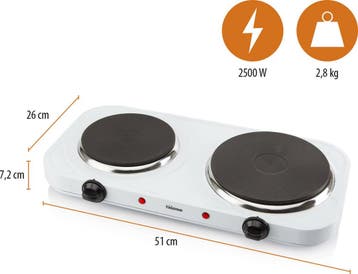 Tristar Elektrische kookplaat 2500W - KP-6245 - 2 Kookzone, Verzenden