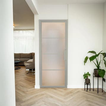 Stalen Binnendeur - Kiezelgrijs - 4 Vlaks - Kanaalglas, Minder dan 80 cm, Binnendeur, Nieuw, Metaal