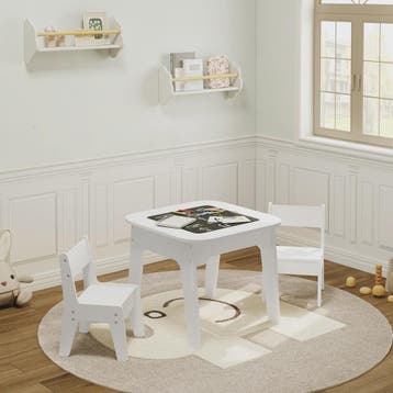 Witte Kinderbureau met 2 Stoelen, Opbergruimte en Dubbelzijd, Verzenden, Nieuw