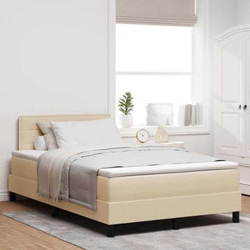 vidaXL Boxspring bed met LED-stripverlichting Crème 120 x, Verzenden, Nieuw, Twijfelaar, Crème