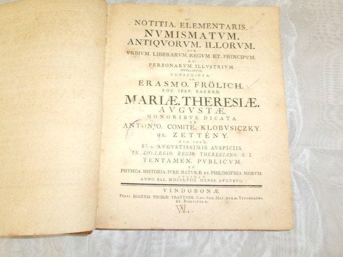 Frölich, Erasmus - Notitia. Elementaris. Numismatum., Antiek en Kunst, Antiek | Boeken en Bijbels