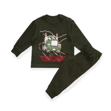 Fun2Wear - Pyjama Truckin Khaki/ - Khaki - Maat 62 - Jongens, Verzenden, Nieuw, Jongen