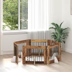 vidaXL Hondenhekje met standaards 6 pcs Oud hout 80 x 60 cm, Verzenden, Nieuw