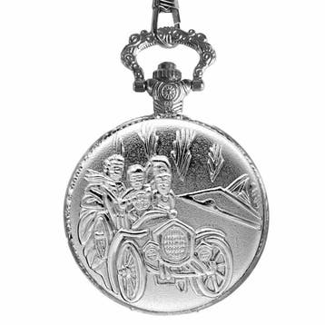 Fako - Zakhorloge - XXL - Automobiel - Ø 47mm - Zilver, Sieraden, Tassen en Uiterlijk, Horloges | Heren, Verzenden, Nieuw