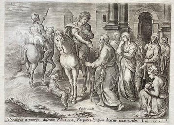 Jan Collaert I (1525/30-1580) - Il figliol prodigo lascia la