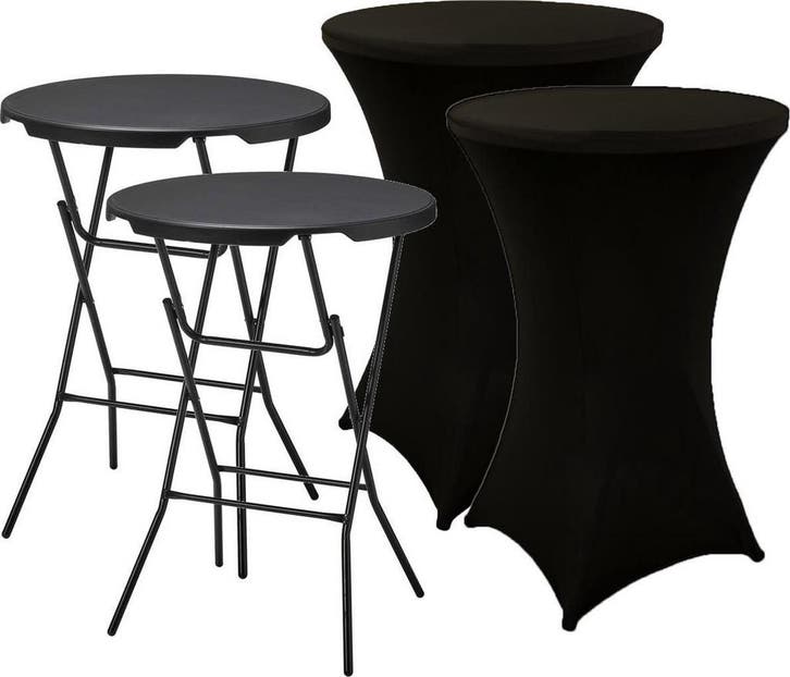 2x Zwarte Statafel + 2x Zwarte Statafelrok – Diameter 80 CM, Huis en Inrichting, Keuken | Keukenbenodigdheden, Nieuw