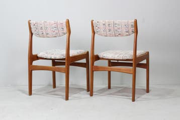 2x Deens design eetkamerstoelen Erik Buch, Gebruikt, Hout, Mid century modern, Twee