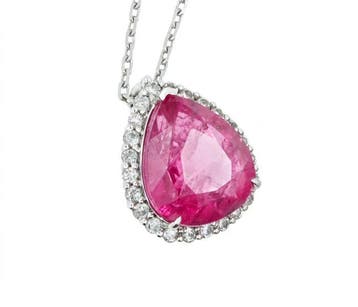 Zonder minimumprijs - Ketting met hanger Platina - 3.79ct.
