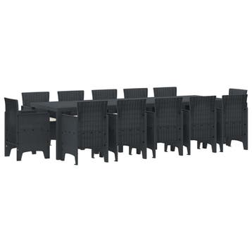 vidaXL Tuin Eetset 13 st Antraciet Polyrattan, Verzenden, Nieuw, 3 zitplaatsen