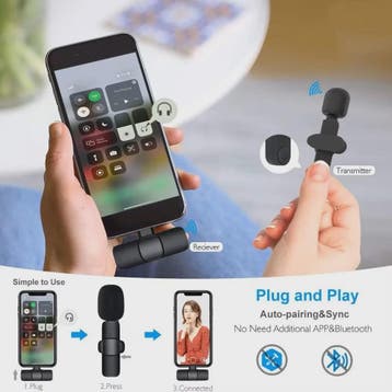 Draadloze Lavalier Microfoon - Mini Draagbaar voor iPhone &, Verzenden, Nieuw