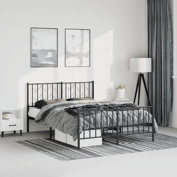 vidaXL Bedframe met hoofd- en voeteneinde metaal zwart, Verzenden, Zwart, Metaal, Nieuw