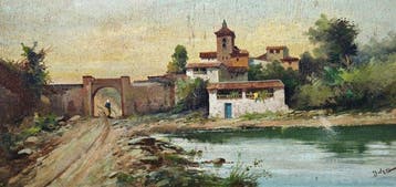 Mariano Obiols Delgado (c. 1860-1911) - Paisaje fluvial con