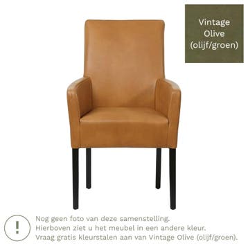 Leren eetkamerstoel Just met armleuning - Vintage Olive, Huis en Inrichting, Overige kleuren, Bohemian, Eigentijds, Klassiek, Retro, Romantisch, Scandinavisch