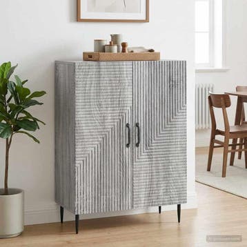 vidaXL Dressoir Grijs sonoma 66 x 34,5 x 89,5 cm Bewerkt, Verzenden, Nieuw, Overige houtsoorten, Minder dan 50 cm