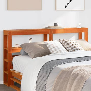 vidaXL Hoofdbord met schappen 120 cm massief grenenhout, Verzenden, Nieuw, Bruin, Hout