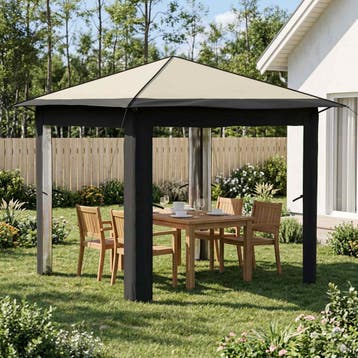 vidaXL Gazebo zonder Zijwand 2,6 x 2,6 m Crème en Antraciet, Verzenden, Nieuw