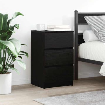 vidaXL Nachtkastje met 3 lades 39x35x65 cm zwart, Minder dan 45 cm, Verzenden, Nieuw, 55 tot 70 cm