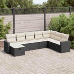 vidaXL 8-delige Loungeset met kussens poly rattan zwart, Nieuw, 8 zitplaatsen, Loungeset, Verzenden