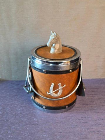 Ijsemmer - Metaal, Leder - Vintage ijsemmer
