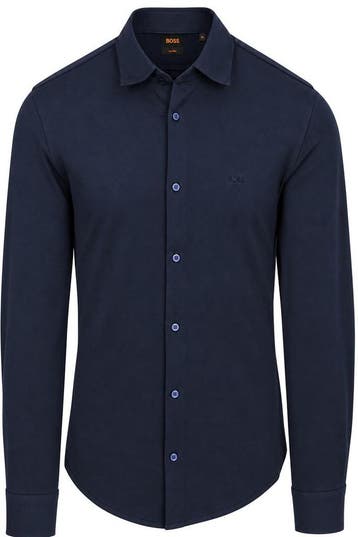 BOSS Mysoft Overhemd Donkerblauw maat XXL Heren, Kleding | Heren, Verzenden, Nieuw, Blauw, BOSS