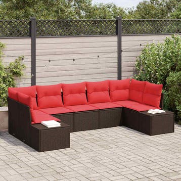 vidaXL Tuin Sofa Set 7 st Bruin poly rattan, Verzenden, Nieuw, Rotan, 7 zitplaatsen