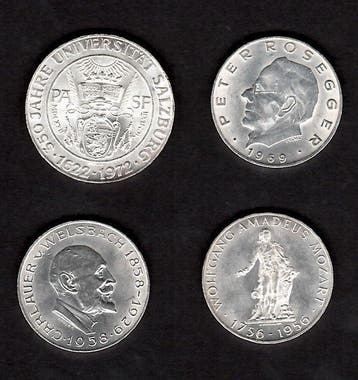 Oostenrijk. Lot of 4 coins: 25 & 50 Schilling 1956/1972,