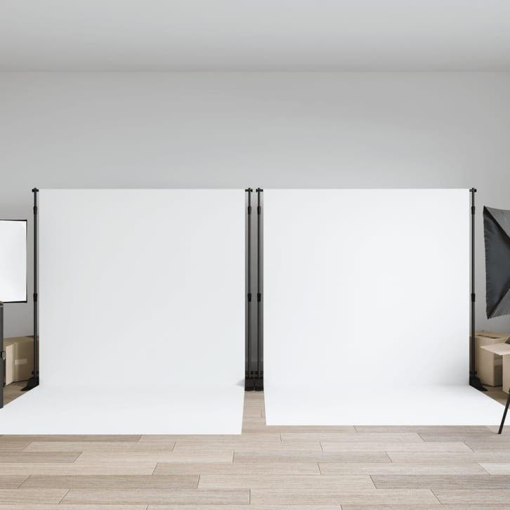vidaXL Achtergrondstandaards 2 st 305x243 cm staal zwart, Audio, Tv en Foto, Fotografie | Statieven en Balhoofden, Nieuw, Verzenden