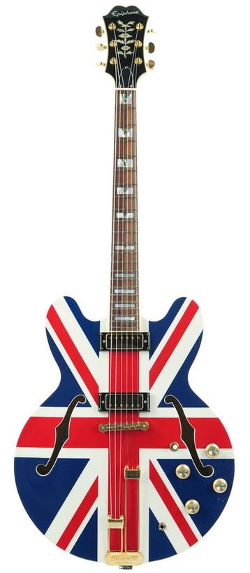 Epiphone Limited Edition Union Jack Sheraton 2015, Ophalen of Verzenden, Zo goed als nieuw, Hollow body, Epiphone