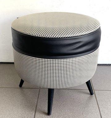 Poef - hout en kunststof - Vintage poef/naaibox