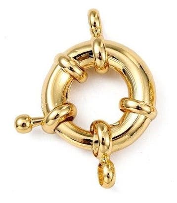 1 x Messing boeisluiting / veerslotje Real 18K Gold Plate..., Ophalen of Verzenden, Nieuw, Kraal