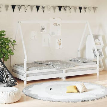 vidaXL Kinderbedframe 80x200 cm massief grenenhout wit, Verzenden, Nieuw