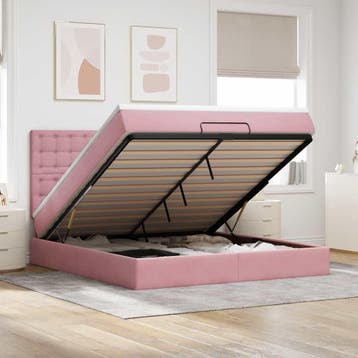 vidaXL Ottoman bed met matrassen en LEDs 180x200cm fluweel, Eenpersoons, Verzenden, Nieuw, 80 cm