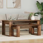 vidaXL Koffietafel Set 2 pcs Oudhout Bewerkt hout, Huis en Inrichting, Verzenden, Nieuw, 50 tot 100 cm, Minder dan 50 cm
