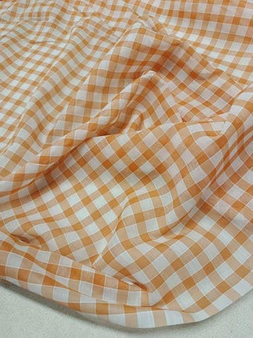 Stupendo cotone vintage leggero a quadri arancioni -