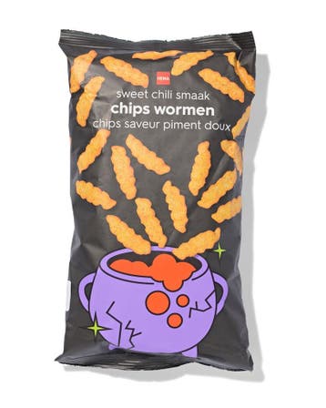 HEMA Chips wormen zoete chili Halloween 100g, Verzenden