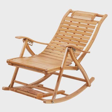 Luxe Bamboe Schommelstoel - Verstelbare Lounger met Voetenst