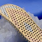 Vintage Tricolor gouden panterschakel armband, Ophalen of Verzenden, Gebruikt, Overige kleuren, Goud