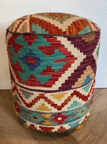 Kelim Poef(Ongebruikt/Nieuw) - Tapijt - 38 cm - 38 cm, Nieuw