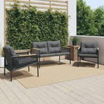 vidaXL 3-delige Balkonset met kussens staal zwart, Verzenden, Nieuw, Rvs