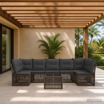 vidaXL Tuinbankenset 8 st Grijs poly rattan, Verzenden, Nieuw, 8 zitplaatsen